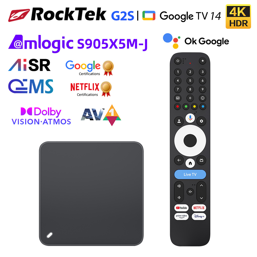 Home Cinema Dolby Atmos - Boîtier TV Google RockTek G2S UHD,