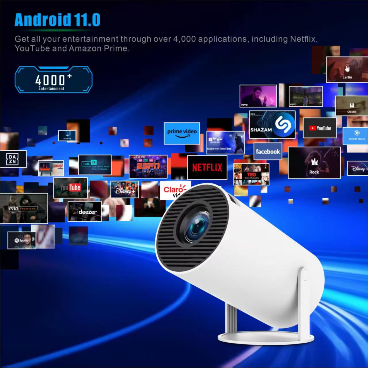 Home Cinema Compact - Mini projecteur portable HY300 Android 11